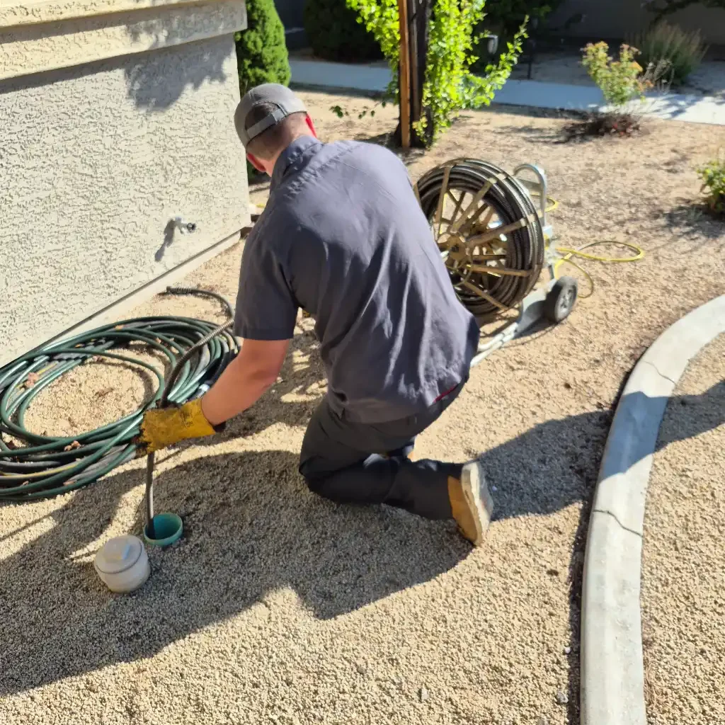 Tech cleaning sewer line